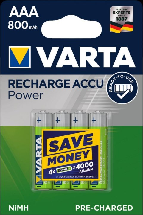 VARTA BATERIE Akumulatorki VARTA Longlife Accu 800mAh HR03/AAA 4szt