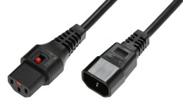 IEC-LOCK Kabel przedłużający zasilający z blokadą IEC LOCK 3x1mm2 C14/C13 prosty M/Ż 5m czarny