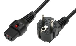 IEC-LOCK Kabel zasilający blokada IEC LOCK 3x1mm2 Schuko kątowy/C13 prosty M/Ż 5m czarny