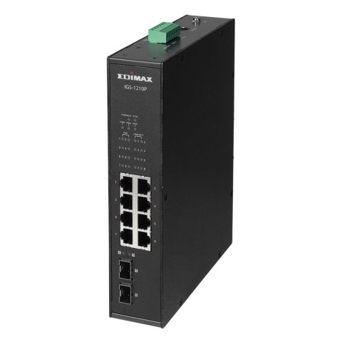 EDIMAX TECHNOLOGY Switch niezarządzalny Edimax IGS-1210P 8x10/100/1000 PoE+ 2xSFP przemysłowy DIN Rail