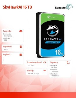 Seagate SkyHawkAI 16TB 3,5inch. 256MB ST16000VE002