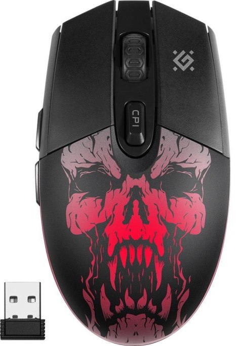 Defender Mysz bezprzewodowa Defender BETA GM-707L optyczna 1600dpi czarna LED AKUMULATOR 6 przycisków Gaming bezklikowa silent