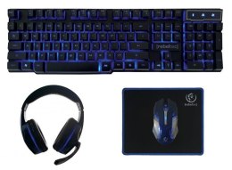 Rebeltec Zestaw przewodowy klawiatura + mysz + pad + słuchawki Rebeltec SHERMAN Gaming USB czarny podświetlany