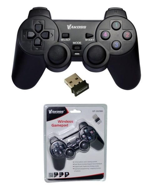 VAKOSS Gamepad bezprzewodowy VAKOSS GP-3925BK USB funkc Dual Shock