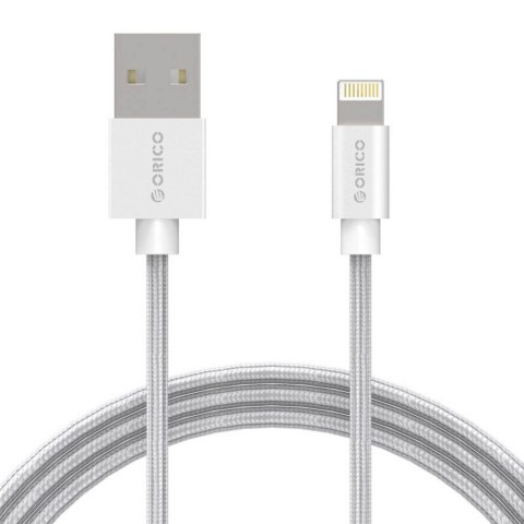 ORICO Kabel USB - Lightning Orico LTF-10-V1-SV-BP oplot, srebrny, 2,4 A