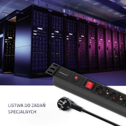 Qoltec Listwa zasilająca CB do szafy RACK | 19cali | 1U | 16A | PDU | 6xSCHUKO | 2m