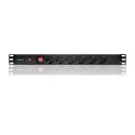 Qoltec Listwa zasilająca CB do szafy RACK | 19cali | 1U | 16A | PDU | 6xSCHUKO | 2m