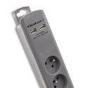 Qoltec Listwa antyprzepięciowa | 8 gniazd | 2xUSB | 1.8m | Szara