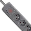 Qoltec Listwa antyprzepięciowa | 8 gniazd | 2xUSB | 1.8m | Szara