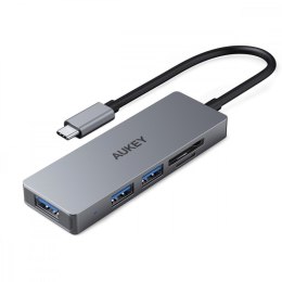 AUKEY CB-C63 aluminiowy HUB USB-C | Ultra Slim | 4w1 | 3xUSB 3.1 | 1xMicroSD i SD