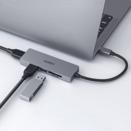 AUKEY CB-C63 aluminiowy HUB USB-C | Ultra Slim | 4w1 | 3xUSB 3.1 | 1xMicroSD i SD