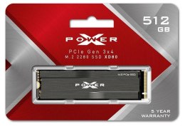 SILICON POWER Dysk SSD Silicon Power XPOWER XD80 512GB PCIe Gen3x4 NVMe (3400/2300 MB/s) 2280