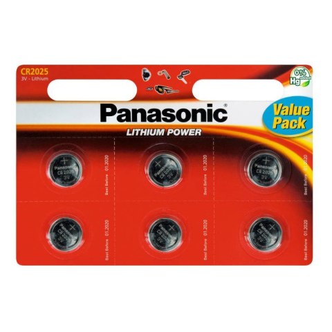 PANASONIC PANASONIC BATERIA LITOWA CR2025 - 6szt blister