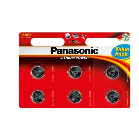 PANASONIC PANASONIC BATERIA LITOWA CR2032 - 6szt blister