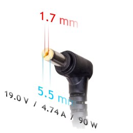 Zasilacz sieciowy Akyga AK-ND-12 do notebooka Acer (19 V; 4,74 A; 90W; 5.5 mm x 1.7 mm)