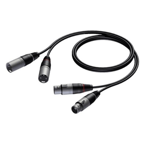 PROCAB Kabel 2x XLR Męski - 2x XLR Żeński 1,5 m