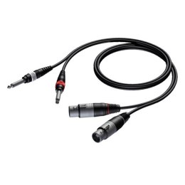 PROCAB Kabel 2x XLR żeński - 2x 6.3 mm złącze męskie mono 1,5 m