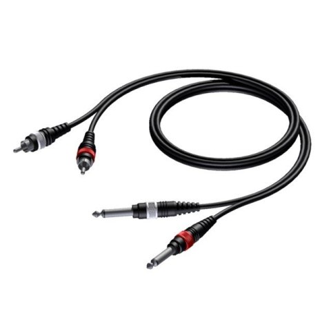 PROCAB Kabel 2x RCA/Cinch Męski - 2x 6,3 mm Jack Męski Mono 1,5 m