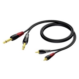 PROCAB Kabel 2x RCA/Cinch Męski - 2x 6,3 mm Złącze Męski Mono 1,5 m