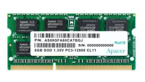 APACER Pamięć SODIMM DDR3 APACER 8GB (1x8GB) 1600MHz DDR3L CL11 1,35V 512x8