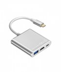 TB Adapter USB C 3w1 - HDMI, USB, PD srebrny