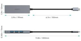 AUKEY CB-C62 aluminiowy HUB USB-C | Ultra Slim | 4w1 | 4xUSB 3.1