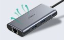 AUKEY CB-C75 aluminiowy HUB USB-C | 6w1 | RJ45 Ethernet 10/100/1000Mbps | 3xUSB 3.1 | HDMI 4k@30Hz | USB-C Power Delivery 100W