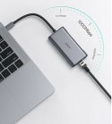 AUKEY CB-C75 aluminiowy HUB USB-C | 6w1 | RJ45 Ethernet 10/100/1000Mbps | 3xUSB 3.1 | HDMI 4k@30Hz | USB-C Power Delivery 100W