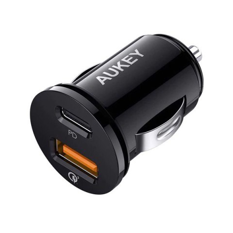 AUKEY Mini ładowarka samochodowa CC-Y11 2xUSB (1xUSB C Power Delivery 3.0 + USB-A Quick Charge 3.0) 21W 6A