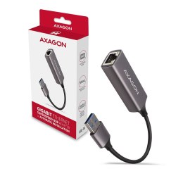 AXAGON Karta sieciowa Gigabit Ethernet adapter ADE-TR, USB-A 3.2 Gen 1, instalacja automatyczna, metal, titan grey