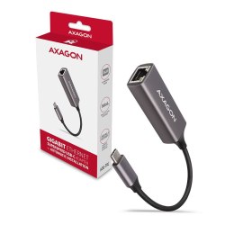 AXAGON Karta sieciowa Gigabit Ethernet adapter ADE-TRC, USB-C 3.2 Gen 1, instalacja automatyczna, metal, titan grey