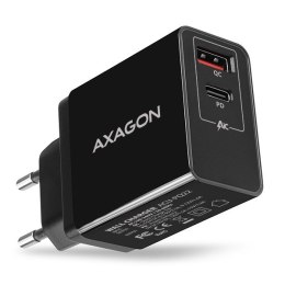 AXAGON Ładowarka sieciowa ACU-PQ22, PD & QC 22W, 2x port (USB-A + USB-C), PD3.0/QC3.0/AFC/FCP/Apple, czarna