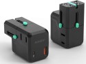 AUKEY Uniwersalny podróżny adapter sieciowy PA-TA06 1xUSB-C PowerDelivery + 1xUSB-A Quick Charge | pasuje w ponad 150 krajach