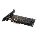 AXAGON Adapter wewnętrzny PCIe x4 M.2 NVMe M-key + SATAB-key slot, chłodnica, LP, PCEM2-DC