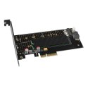 AXAGON Adapter wewnętrzny PCIe x4 M.2 NVMe M-key + SATAB-key slot, chłodnica, LP, PCEM2-DC