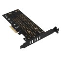 AXAGON Adapter wewnętrzny PCIe x4 M.2 NVMe M-key + SATAB-key slot, chłodnica, LP, PCEM2-DC