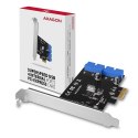 AXAGON Kontroler PCIe 2x wewnętrzny 19-pinowy port USB 3.2 GEN 1, UASP, w tym LP, PCEU-034VL