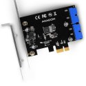 AXAGON Kontroler PCIe 2x wewnętrzny 19-pinowy port USB 3.2 GEN 1, UASP, w tym LP, PCEU-034VL