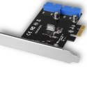 AXAGON Kontroler PCIe 2x wewnętrzny 19-pinowy port USB 3.2 GEN 1, UASP, w tym LP, PCEU-034VL