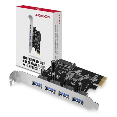 AXAGON Kontroler PCIe PCEU-430VL 4x port USB 3.2 GEN 1, UASP