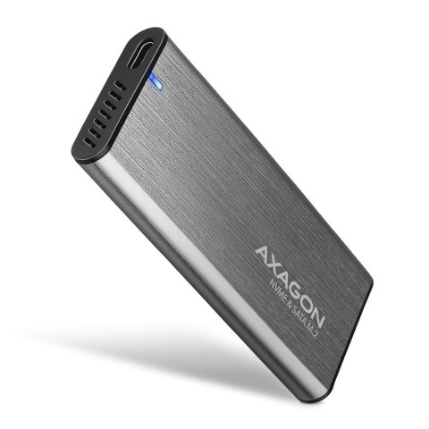 AXAGON Obudowa zewnętrzna, aluminiowa, bezśrubowa, EEM2-SG2, USB-C 3.2 Gen 2 - M.2 NVMe & SATA SSD