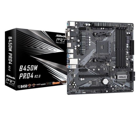 ASRock Płyta główna B450M PRO4 R2.0 AM4 4DDR4 HDMI uATX