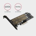 AXAGON Adapter wewnętrzny PCEM2-D, PCIe x4 M.2 NVMe M-key + SATAB-key slot, LP