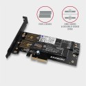 AXAGON Adapter wewnętrzny PCEM2-D, PCIe x4 M.2 NVMe M-key + SATAB-key slot, LP