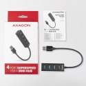 AXAGON Hub 4-portowy Mini metalowy USB 3.2 Gen 1 HUE-M1A, 20cm USB-A kabel