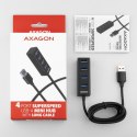 AXAGON Hub 4-portowy Mini metalowy USB 3.2 Gen 1 HUE-M1AL, 1.2m USB-A kabel