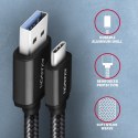 AXAGON Kabel USB-C - USB-A 2m USB 3.2 Gen 1, 3A, ALU, oplot BUCM3-AM20AB, czarny