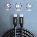 AXAGON Kabel USB-C USB-C 3.2 Gen 1, 1m, PD 60W 3A, ALU, oplot BUCM3-CM10AB, czarny