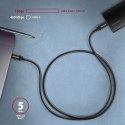 AXAGON Kabel USB-C USB-C 3.2 Gen 1, 1m, PD 60W 3A, ALU, oplot BUCM3-CM10AB, czarny