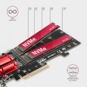 AXAGON Karta rozszerzeń PCEM2-ND, PCIe x 8 kontroler 2x slot M.2 NVMe M-key RAID wsparcie dla płyt bez bifurkacji, w zestawie LP